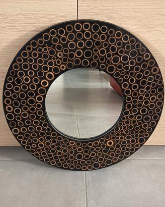 Specchio rotondo cornice legno
