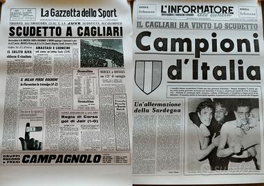 Poster pagina di giornale scudetto Cagliari Calcio