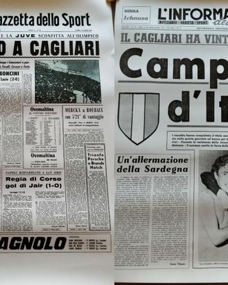 Poster pagina di giornale scudetto Cagliari Calcio