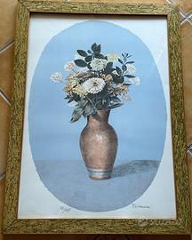Litografia N.Tirinnanzi – Fiori su fondo azzurro
