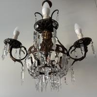 Lampadario francese in bronzo e cristalli