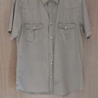 Camicia Rifle grigia a maniche corte con tasche
