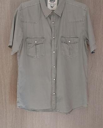Camicia Rifle grigia a maniche corte con tasche
