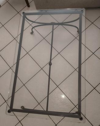 Tavolinetto di vetro in ferro battuto