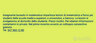 Matematica Fisica lezion ripetizion