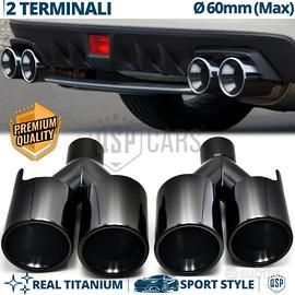 2 Terminali di Scarico DOPPI Tondo in TITANIO NERO