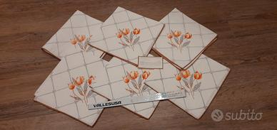 6 Tovaglioli Nuovi Puro Cotone Vallesusa