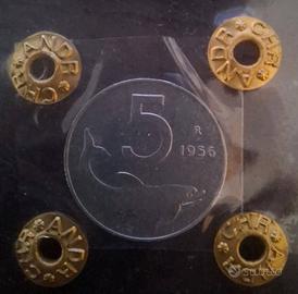 Moneta 5 lire Delfino del 1956