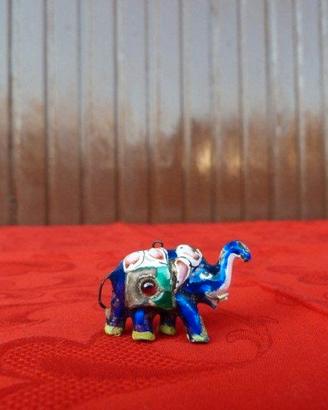 ELEFANTINO INDIANO ARGENTO SMALTATO