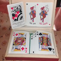 Mazzo carte da ramino vintage in scatola decorata
