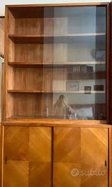 2 librerie vintage anni 60 in legno con vetro fumè