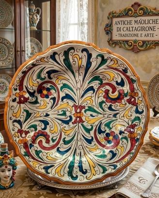 Grande piatto decorativo maiolica Caltagirone 