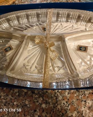 set per antipasti cristallo e acciaio 