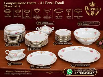 Piatti Bavaria 41 Pezzi - Rose Rosa e Oro Vintage