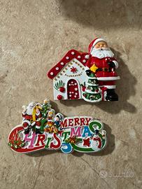 2 calamite natale babbo natale e scritta addobbi
