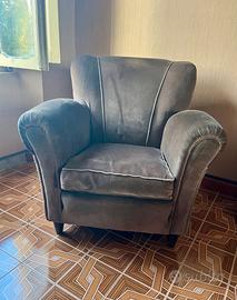 Poltrona anni '70 vintage velluto grigio