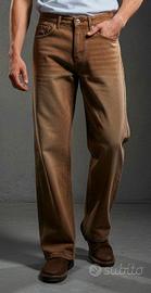 Jeans baggy marroni uomo
