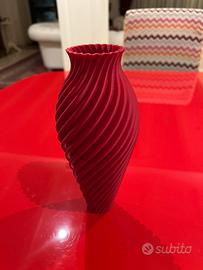 Vaso Spirale Rosso Stampato in 3D - Design Moderno