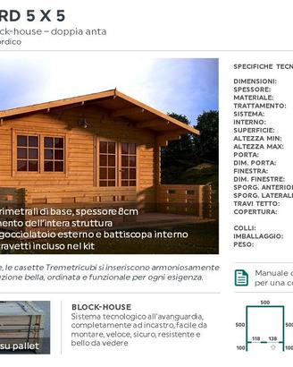 casetta in legno 5x5 spessore 35mm - blockhouse