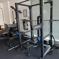 Rack lacertosus + panca + 7accessori + bilancere