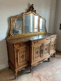 Credenza antica con specchiera barocca Luigi XV