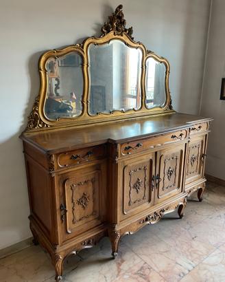 Credenza antica con specchiera barocca Luigi XV