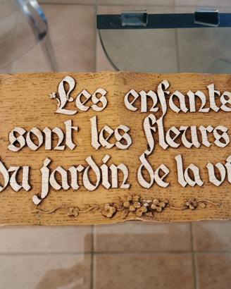 Targa decorativa con frase “Les Enfants”