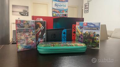 Nintendo switch con 5 giochi e custodia