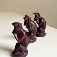 Set di sculture in legno - “Tre scimmie sagge”