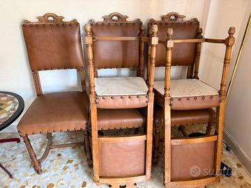 Sedie legno e pelle