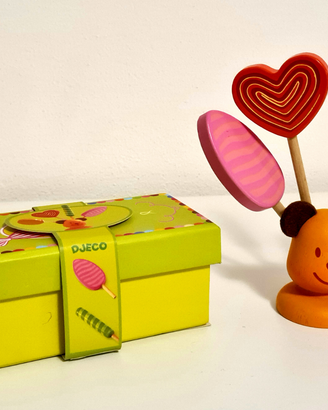 Djeco, set 4 lecca-lecca, giochi in legno, +4 anni