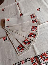 Tovaglia e tovaglioli  LINO/COTONE ricamata a mano
