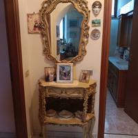 CONSOLLE C/CASSETTO+SPECCHIO STILE VENEZ.ANNI 70