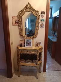 CONSOLLE C/CASSETTO+SPECCHIO STILE VENEZ.ANNI 70