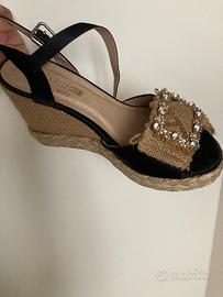 Scarpe con zeppa di corda