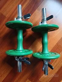 manubri GYM in acciaio con dischi in ghisa