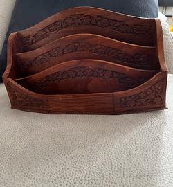 portalettere da tavolo legno pregiato antico