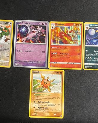Lotto 5 Carte Pokémon Rare - Mewtwo, Umbreon, Blaz