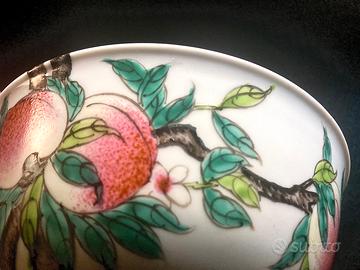 Ciotola antica cinese con frutta pesche Cina