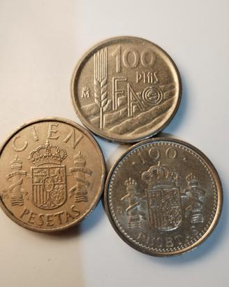 3 Monete 100 pesetas Spagna 