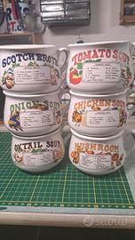 Set 6 Tazze Zuppa Vintage Anni 70/80 con Ricette