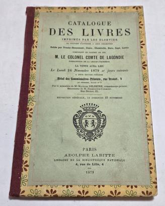 Libro Antico 1879 Catalugue Des Livres Lagondie