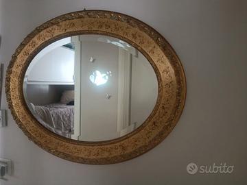 Specchio foglia oro ovale
