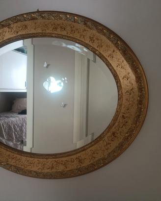 Specchio foglia oro ovale