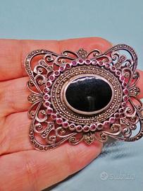 ARGENTO 925 spilla vintage onice marcasite