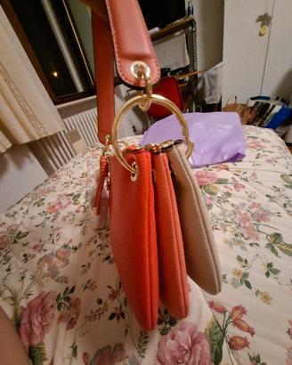 Borsa rosa corallo beige