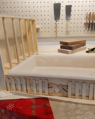 Lettiera con Fieniera in Legno 3 in 1 per Conigli