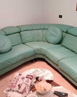 Divano in pelle angolare modulare 