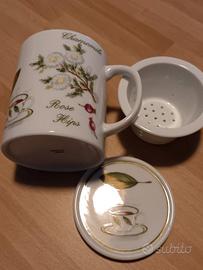 Tisaniera vintage disegni erbe officinali