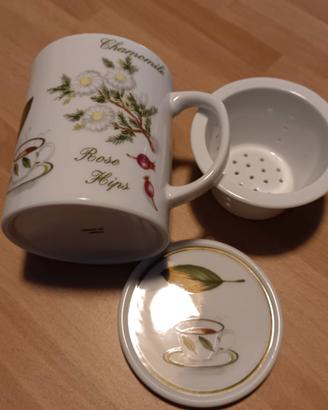 Tisaniera vintage disegni erbe officinali